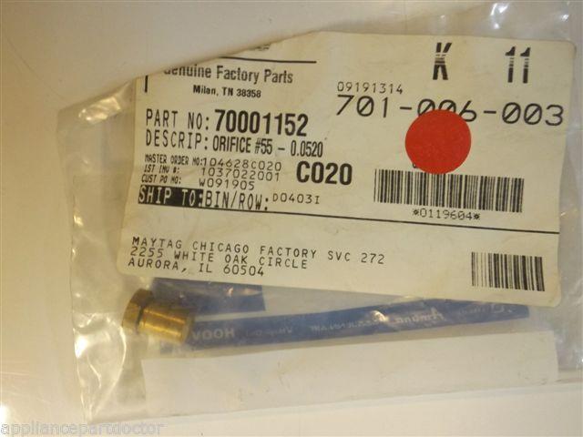 Maytag Dynasty Stove 70001152 Orifice No.55 - 0.0520 NEW IN BOX Maytag Dynasty Stove 70001152 Orifice No.55 - 0.0520 NEW IN BOX